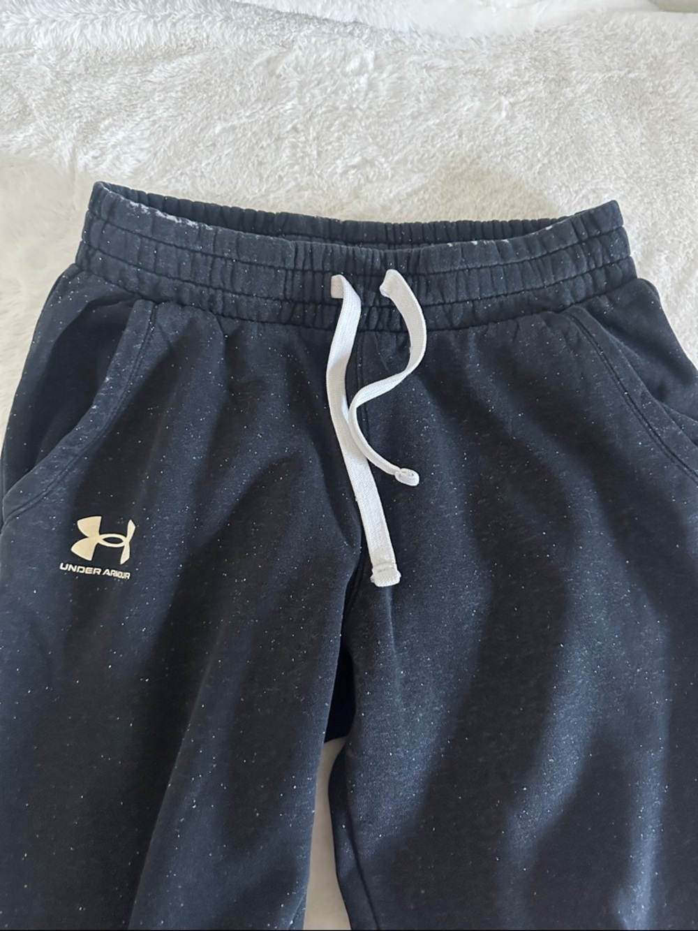 Under Armour Distressed Black Jogger Sweatpants with White Drawstring